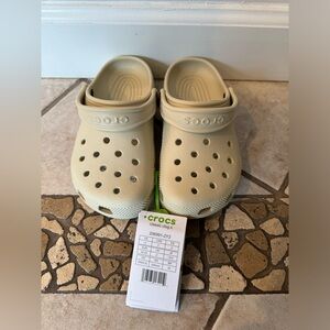 Kids size 1 tan Crocs, brand new w/tags